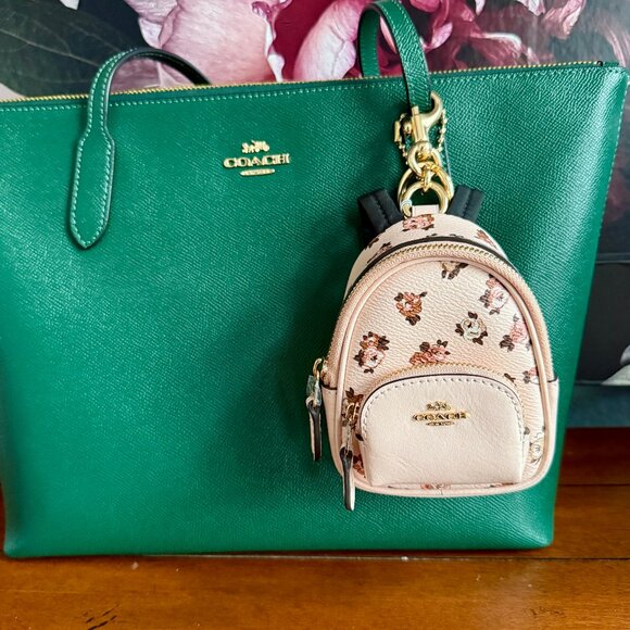 NEW COACH Mini Court Backpack Bag Charm With Rosette Print NWT - Picture 6 of 9